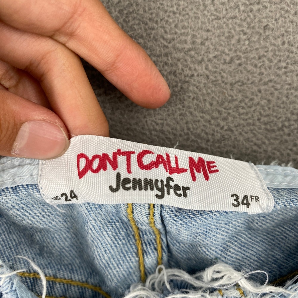 Dont Call Me Jennyfer Y2K Low Rise Flare Jeans Light Wash Raw Waist 24 US 34 FR - Picture 2 of 10
